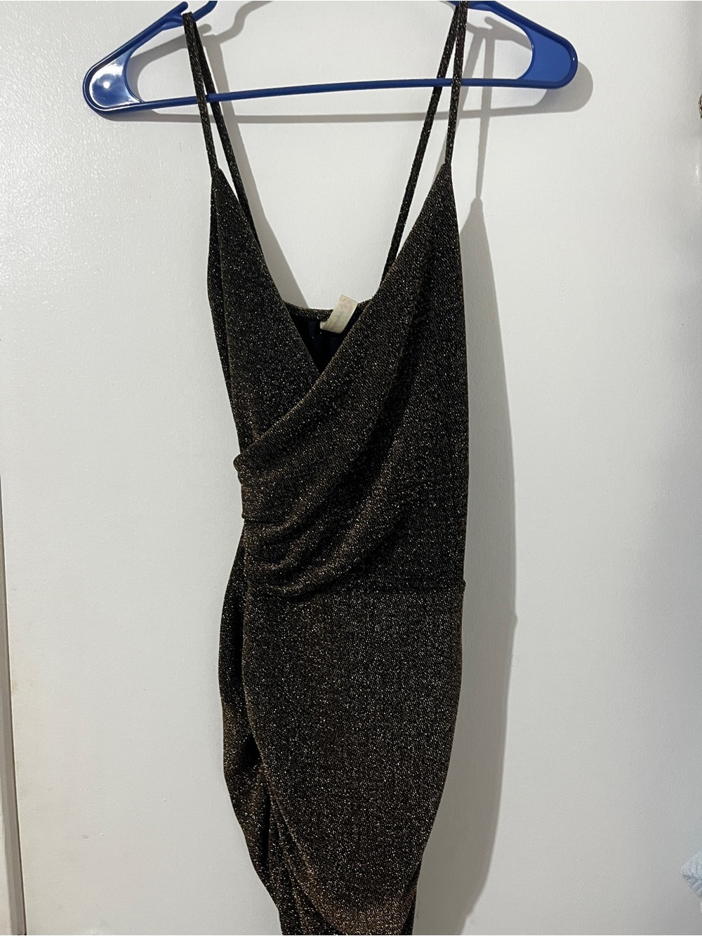 Sleeveless Glitter Wrap-Front Dress in Black